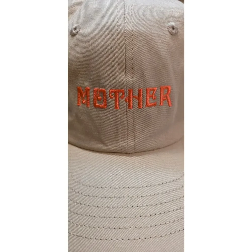 MOTHER Denim Hats off Cap Tan with Orange Lettering NWT